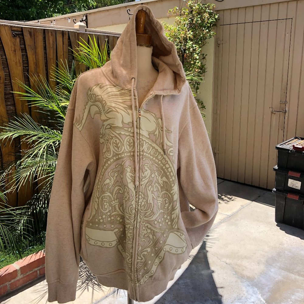 SEAN JOHN SZ.XXL OATMEAL ZIP-UP HOODIE SIDE POCKET